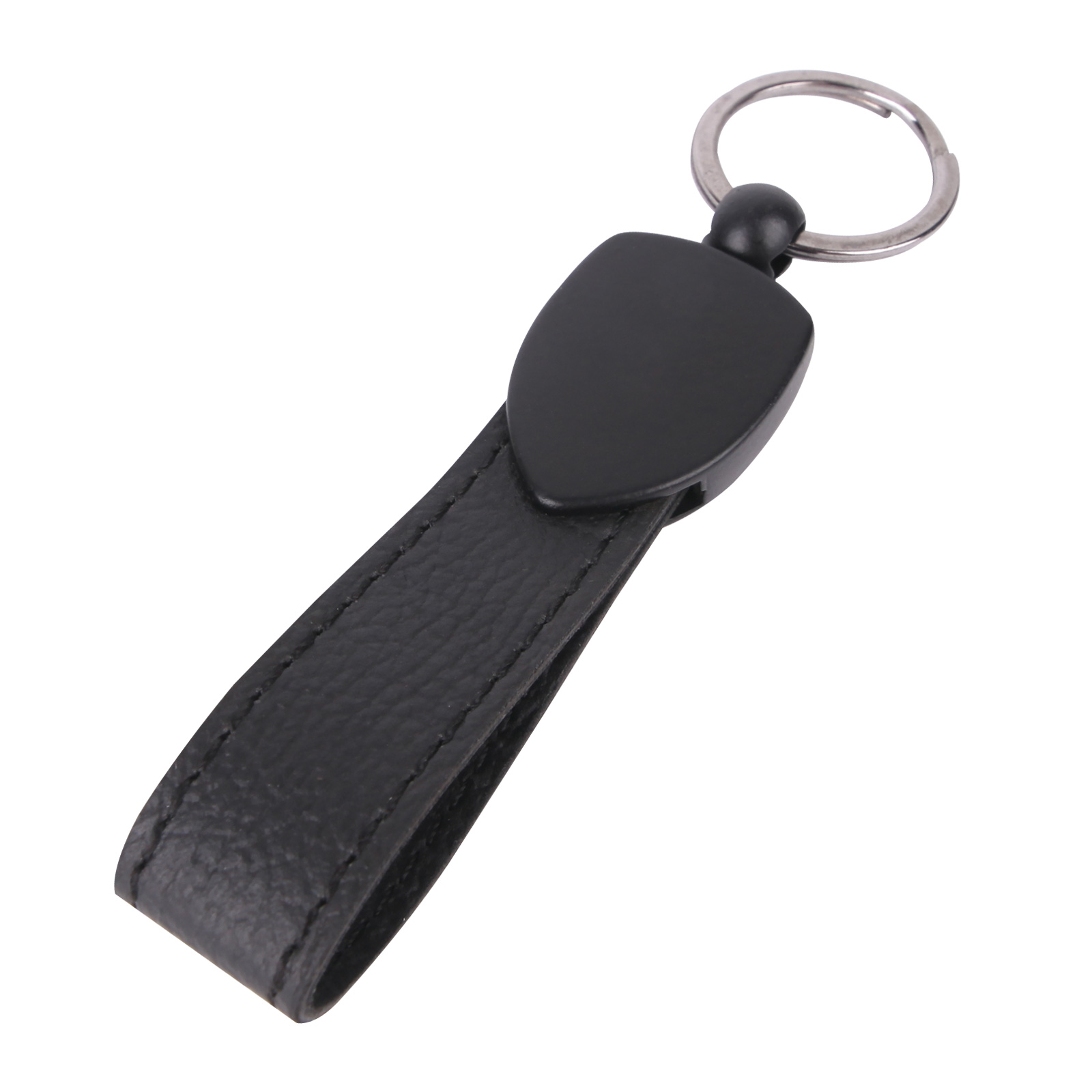 DÜZPELİT SİYAH METAL - DERİ ANAHTARLIK