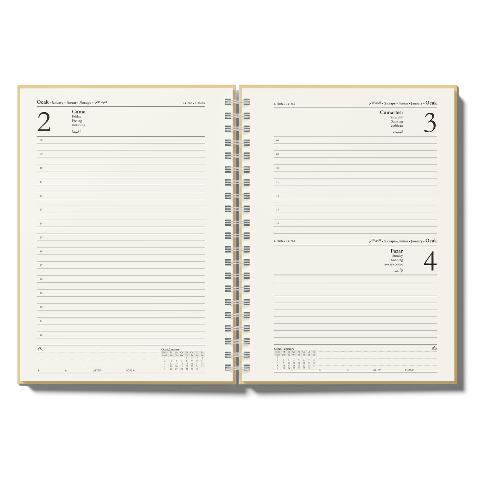 GÖLBAŞI KUŞE MUKAVVA SIVAMA SPİRALLİ AJANDA (20x28CM)