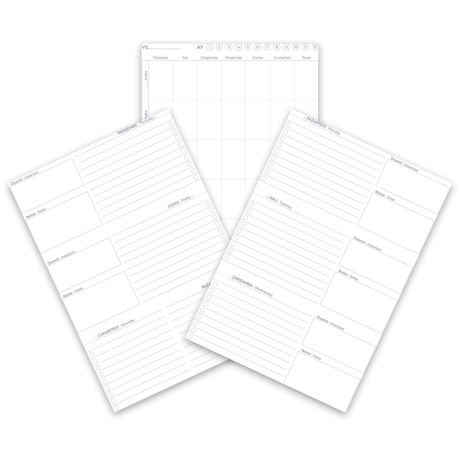 KOLEJ KIRMIZI SPİRALLİ HAFTALIK PLANLAYICI (20x28 CM)