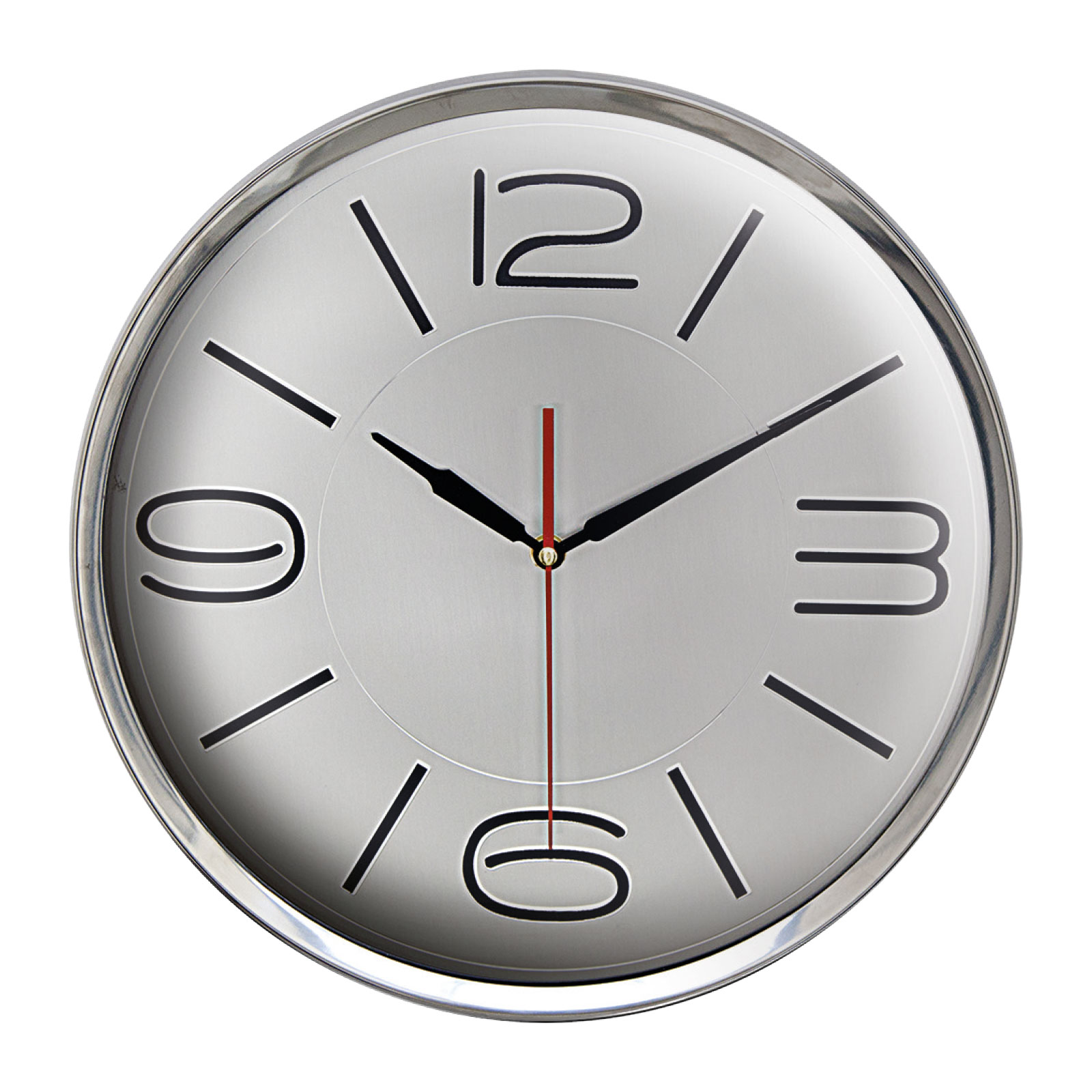 ATHENA305 GÜMÜŞ METAL ÇERÇEVE DUVAR SAATİ (360 MM)